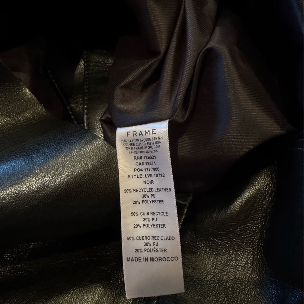 FRAME High 'n' Tight Recycled Black Leather Mini Skirt | Size 32 - Picture 7 of 9